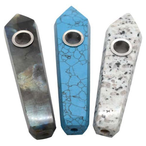 4" Crystal Healing Pipes With Metal Screen - Color May Vary