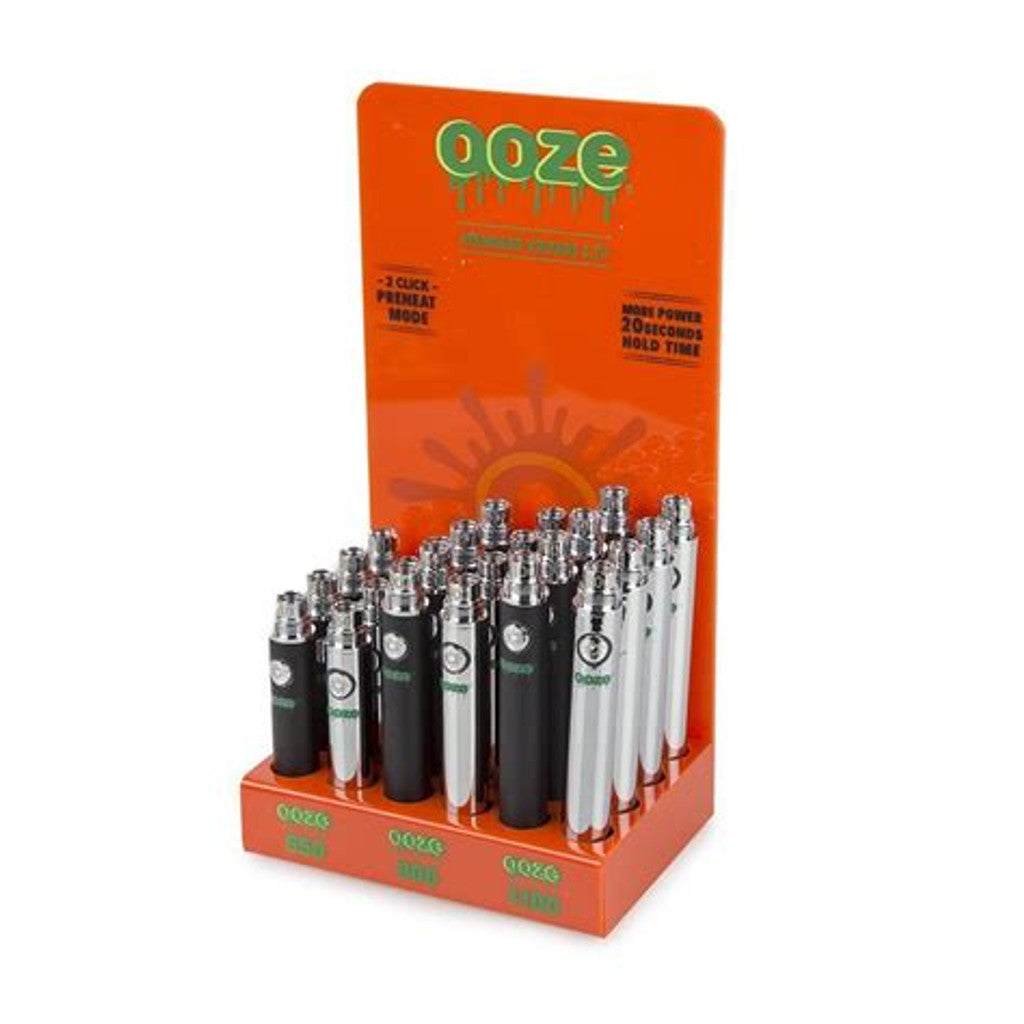OOZE Standard Vape Battery Display 24 Count | Black and Chrome Colors